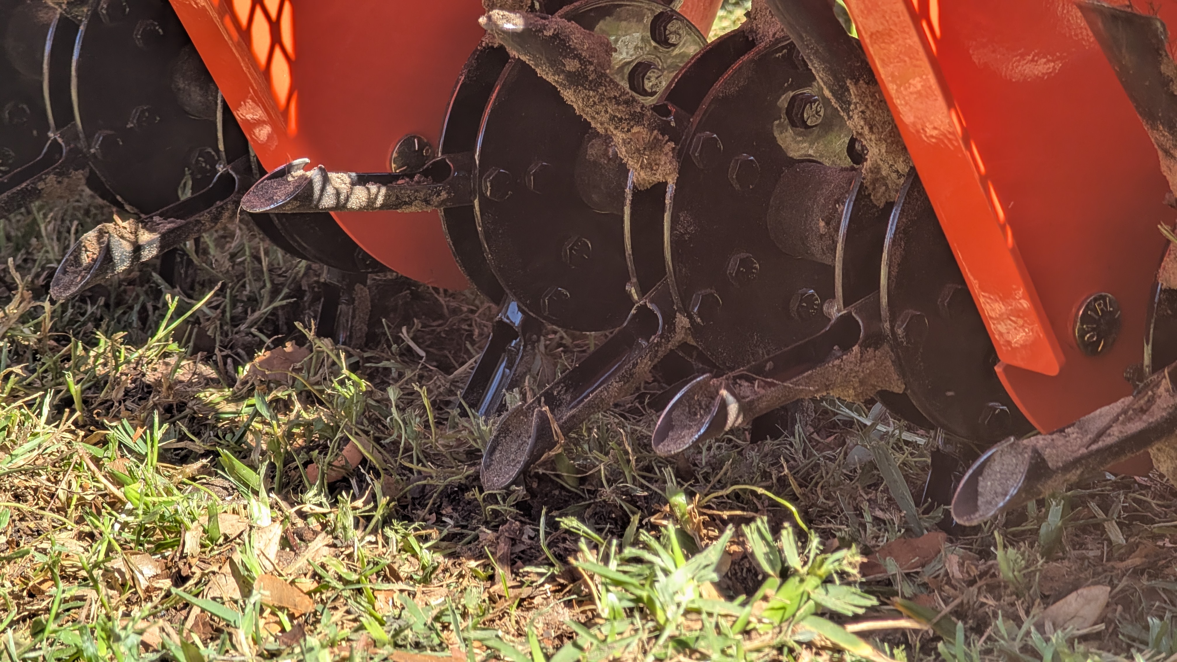 Tractor doing aeration